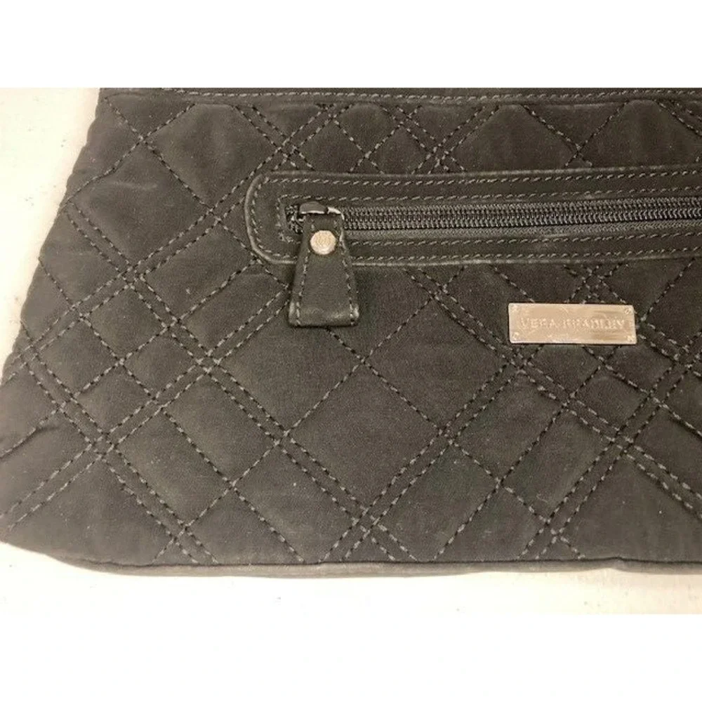 Vera Bradley Quilted Hand Held Purse Clutch Coffee Black with Zebra Print Lining